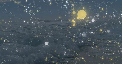 Mesmerizing Dusk Ocean with Ethereal Light Particles