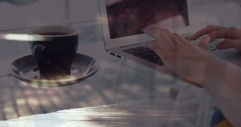 Hands Typing on Laptop with Coffee Reflects Busy Lifestyle Concept - Download Free Stock Images Pikwizard.com
