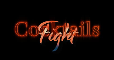 Animated Neon Text of Cocktails and Fight Duo