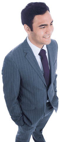 Transparent Standing Businessman Smiling with Confident Expression