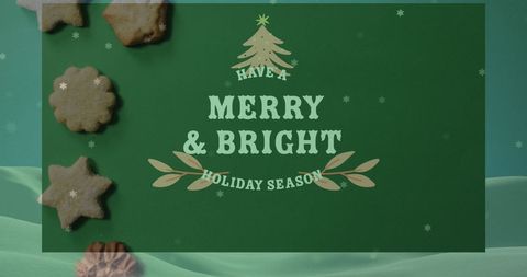 Festive Holiday Wishes with Christmas Cookies and Green Background