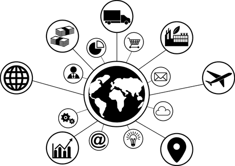 Transparent connected business icons in network design