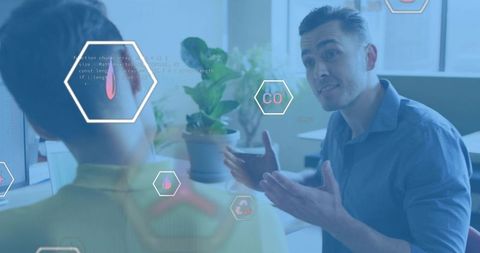 Explaining augmented analytics workflow in collaborative office discussion