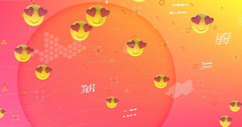 Heart-Eyes Emojis on Gradient Digital Interface Background