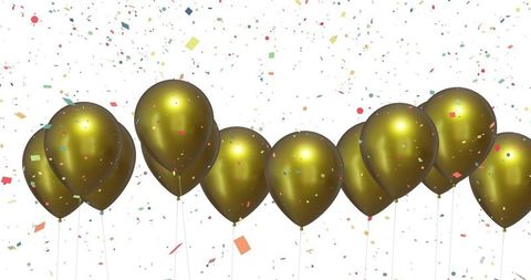 Golden Balloons and Falling Confetti: Festive Celebration Concept
