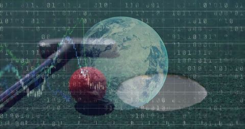 Innovative golf strategy concept with digital finance overlay