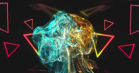 Luminous Swirling Particle Cloud in Futuristic Neon Space