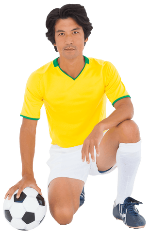 transparent background soccer player with yellow jersey kneeling - Download Free Stock Videos Pikwizard.com