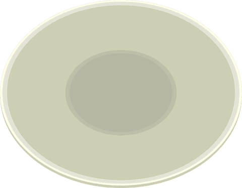 Minimalist ceramic plate with concentric rings on transparent background