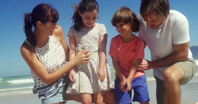 Happy Family Enjoying Sunny Day at the Beach - Download Free Stock Images Pikwizard.com