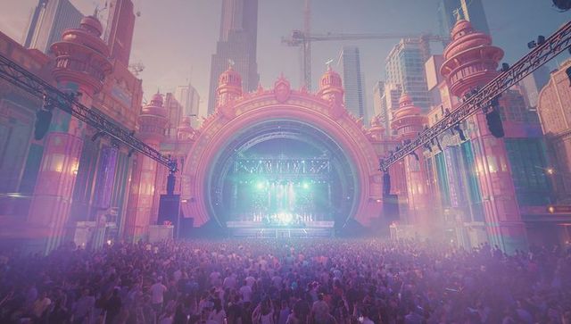 AI-Generated Outdoor Urban Festival with Archway