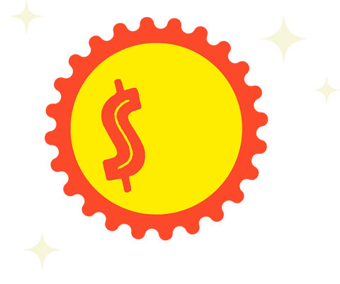 Transparent Coin with Dollar Sign Inside Circular Gear