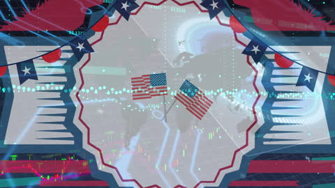 American Patriotism Overlap with Stock Market Graphics