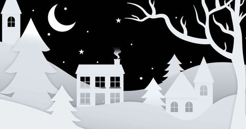 Winter Night Wonderland Scene with Mystical Glow Effect