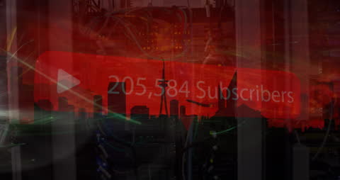 Digital Media Icons Overlay on Global Cityscape Background