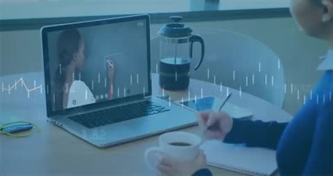 Virtual Learning Concept with Student Taking Notes During Online Class