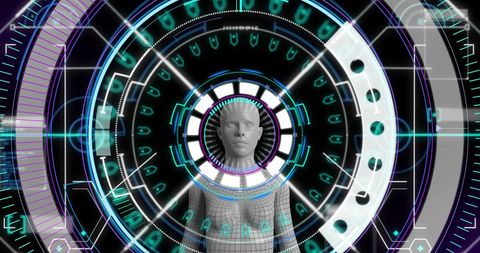 High-Tech Digital Interface Analyzing Human Figure - Download Free Stock Images Pikwizard.com