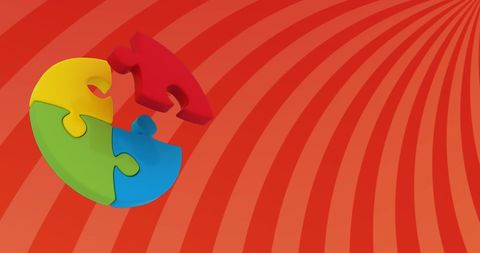 Colorful Puzzle Pieces with Spiraling Red Abstract Background - Download Free Stock Images Pikwizard.com