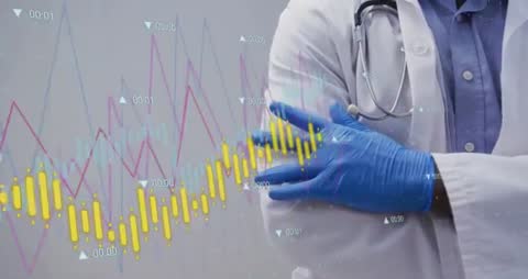 Medical Professional Analyzing Healthcare Data with Analytics Interface