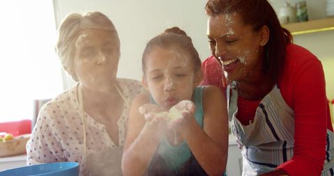 Family Enjoying Fun Baking Activity in Kitchen