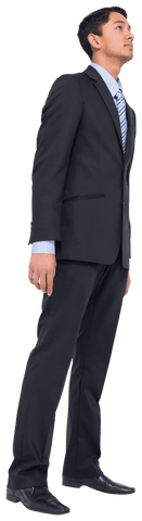 Transparent Thoughtful Biracial Businessman Standing Isolated