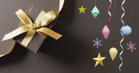 Elegant Christmas Gift Box with Ornate Decorations - Download Free Stock Images Pikwizard.com
