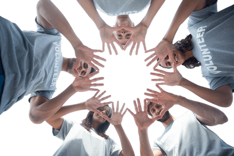 low angle view volunteers forming transparent circle with hands - Download Free Stock Videos Pikwizard.com