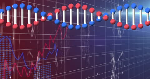 Digital Interface with Animated DNA Helix and Data Chart