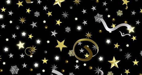 Festive new year celebration background with stars and streamers