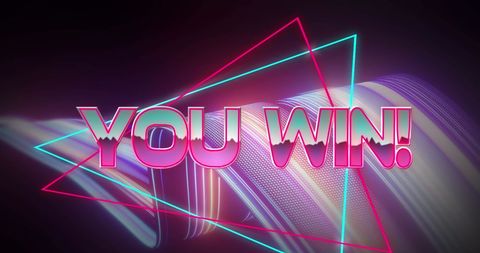 Neon 'You Win' Text with Vibrant Light Trails Design