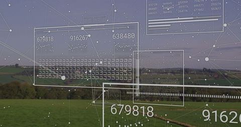 Futuristic Network Overlay on Rural Landscape