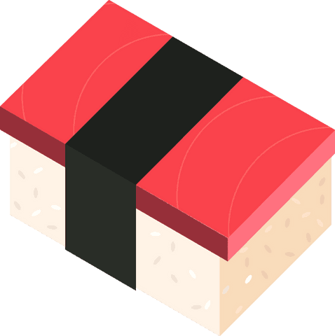 Transparent isometric nigiri sushi illustration with seaweed