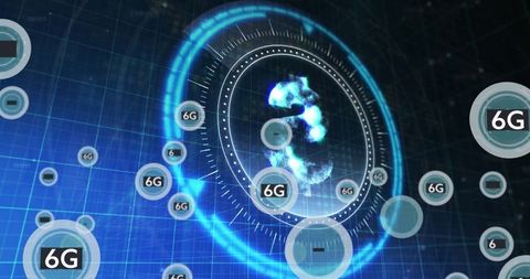 Futuristic Holographic HUD with 6G Technology Interface