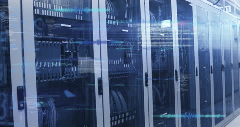 Futuristic Data Processing in a High-Tech Server Room