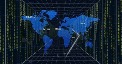 World Map with Data Streams in Digital Environment - Download Free Stock Images Pikwizard.com