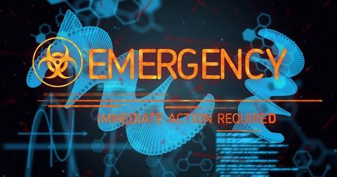 Digital interface showing emergency and immediate action required alert