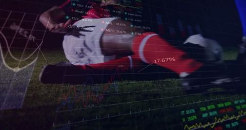Soccer Tackle with Holographic Stock Charts Infusing Technology and Sports