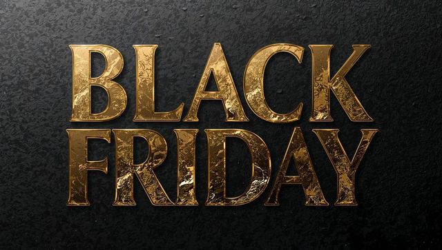Opulent Gold Black Friday Typography on Dark Textured Grunge Background for Sales