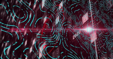 Futuristic Digital Interface with Neon Turquoise Patterns