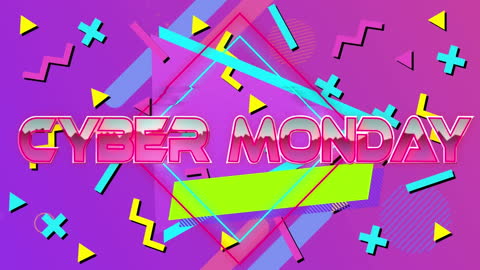 Vibrant Cyber Monday Retro Text on Abstract Background