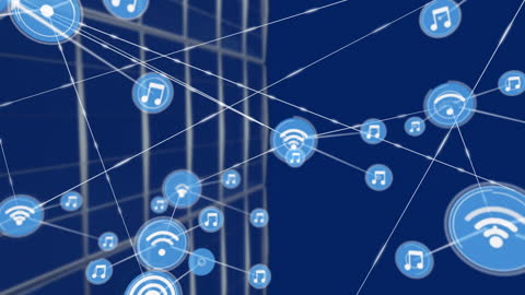 Digital Network with Music and Internet Icons