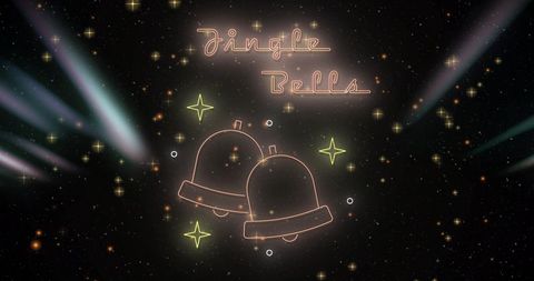 Festive jingle bells typography against starry night background