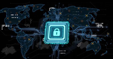 Global Cybersecurity Concept with Digital Padlock and World Map - Download Free Stock Images Pikwizard.com