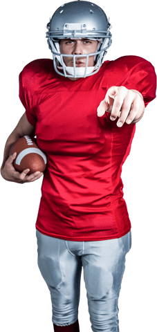 Confident American Football Player Pointing Transparently