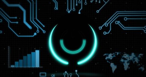 Futuristic Tech Interface with Digital Power Symbol - Download Free Stock Images Pikwizard.com