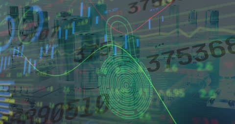 Animated Lock with Moving Data Highlights Cybersecurity