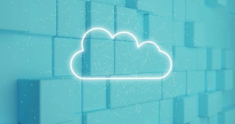 Digital Neon Cloud with Green Block Background Concept - Download Free Stock Images Pikwizard.com