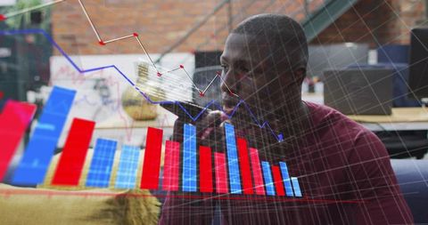 Talking on Phone While Viewing Augmented Reality Financial Charts in Coworking Space