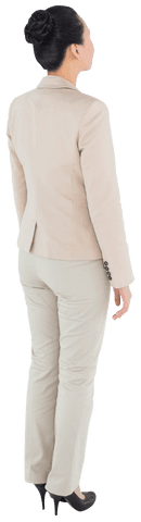 Transparent Back View of Businesswoman in Professional Attire