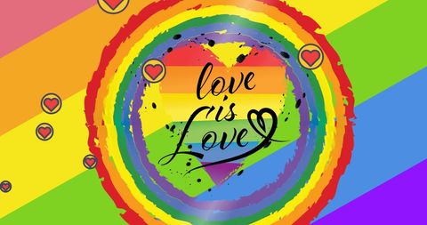 Love is Love Pride Concept with Rainbow and Hearts